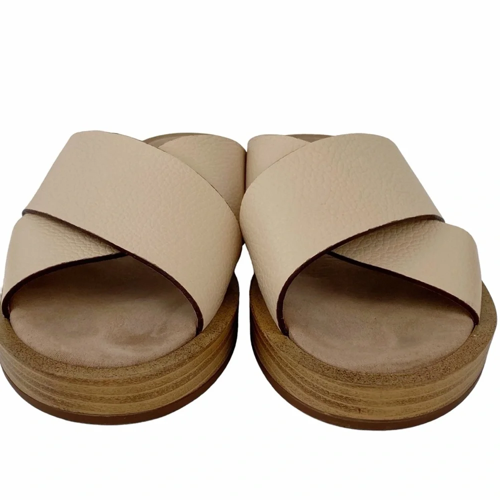 Maypol Leather Sandals Open Toe Slip On Shoes Made in Spain Size 39 Cream Nude